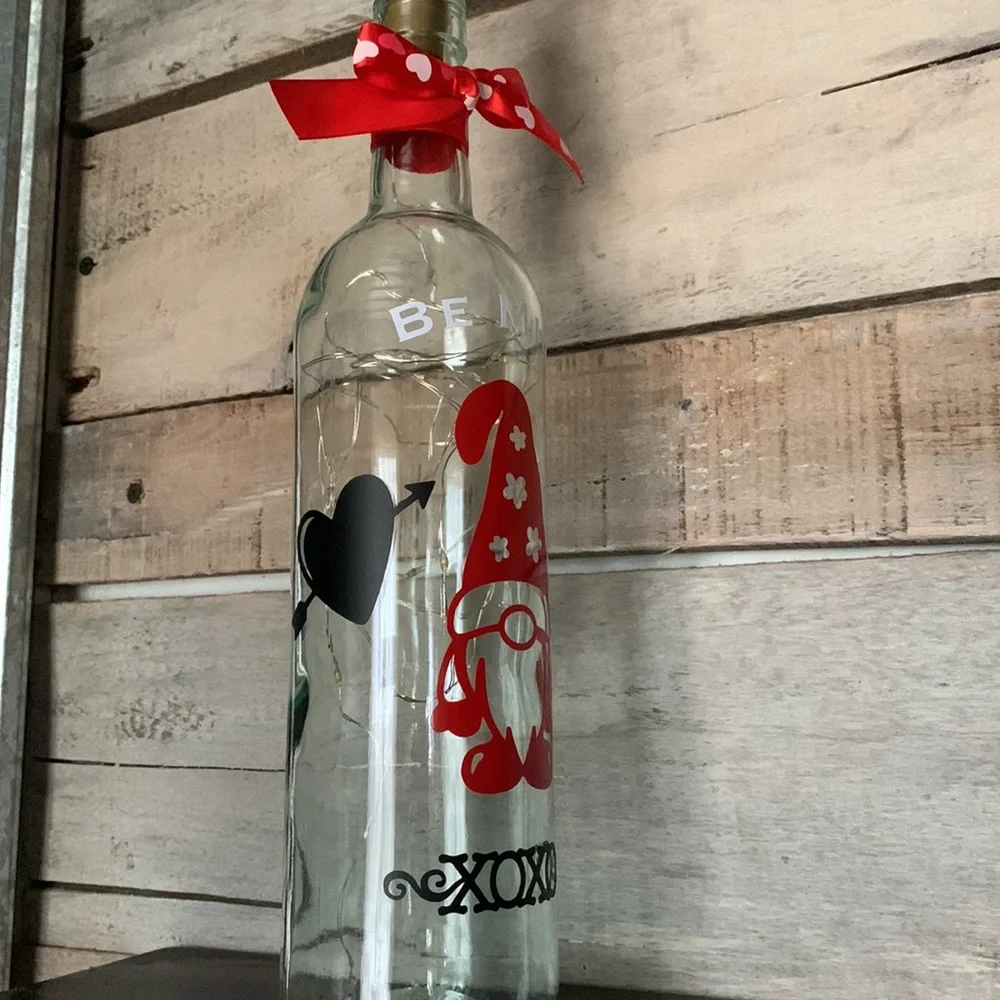 Red Valentine Gnome with black XOXO logo and heart